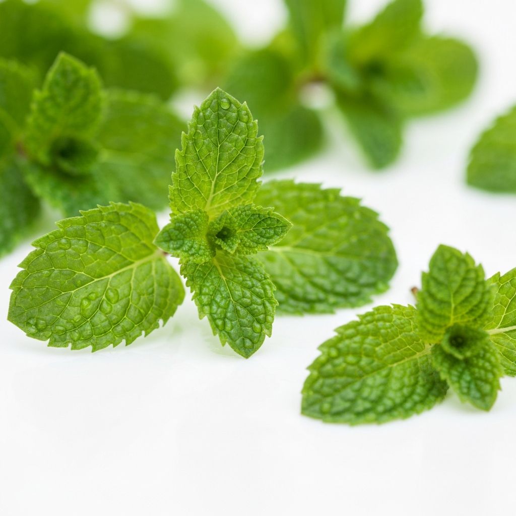 Fresh mint leaves with dew drops